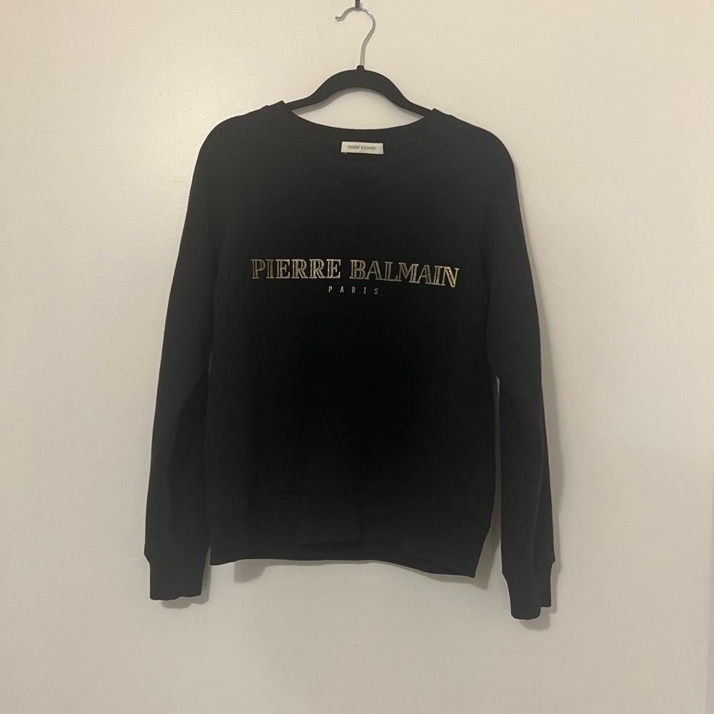 Pierre Balmain Black and Gold Crewneck Sweater